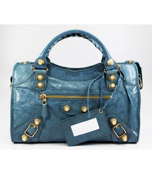 Balenciaga Giant City borsa di Light Blue agnello